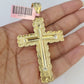 14k Solid Figaro Chain Jesus Cross Pendant Gold 7mm 20-30 inch SET Necklace