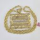 Real 14k Solid Rope Chain Last Supper Charm Set 6mm 18"-30" Necklace Gold