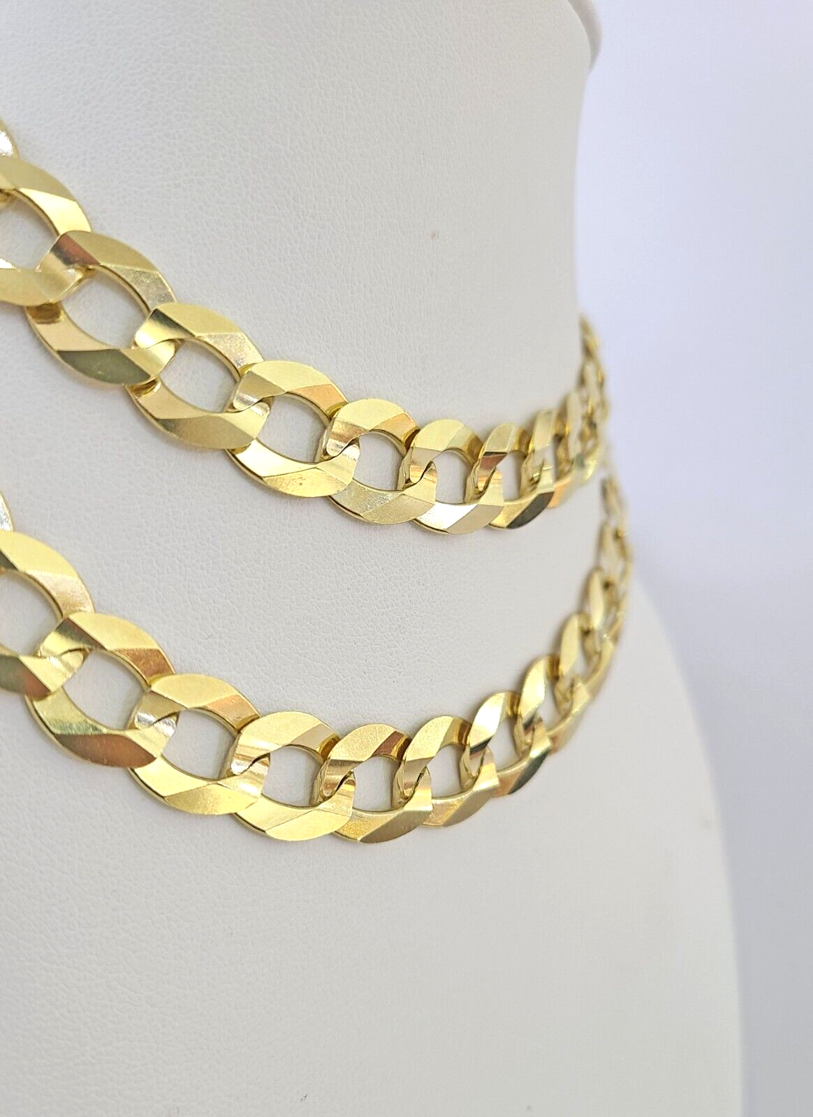 10k Solid Gold Cuban Curb Link Chain 12mm 28" Real Yellow Gold Real Necklace