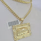 10k Last Supper Charm Miami Cuban Chain Pendant Set 5mm Necklace Yellow Gold