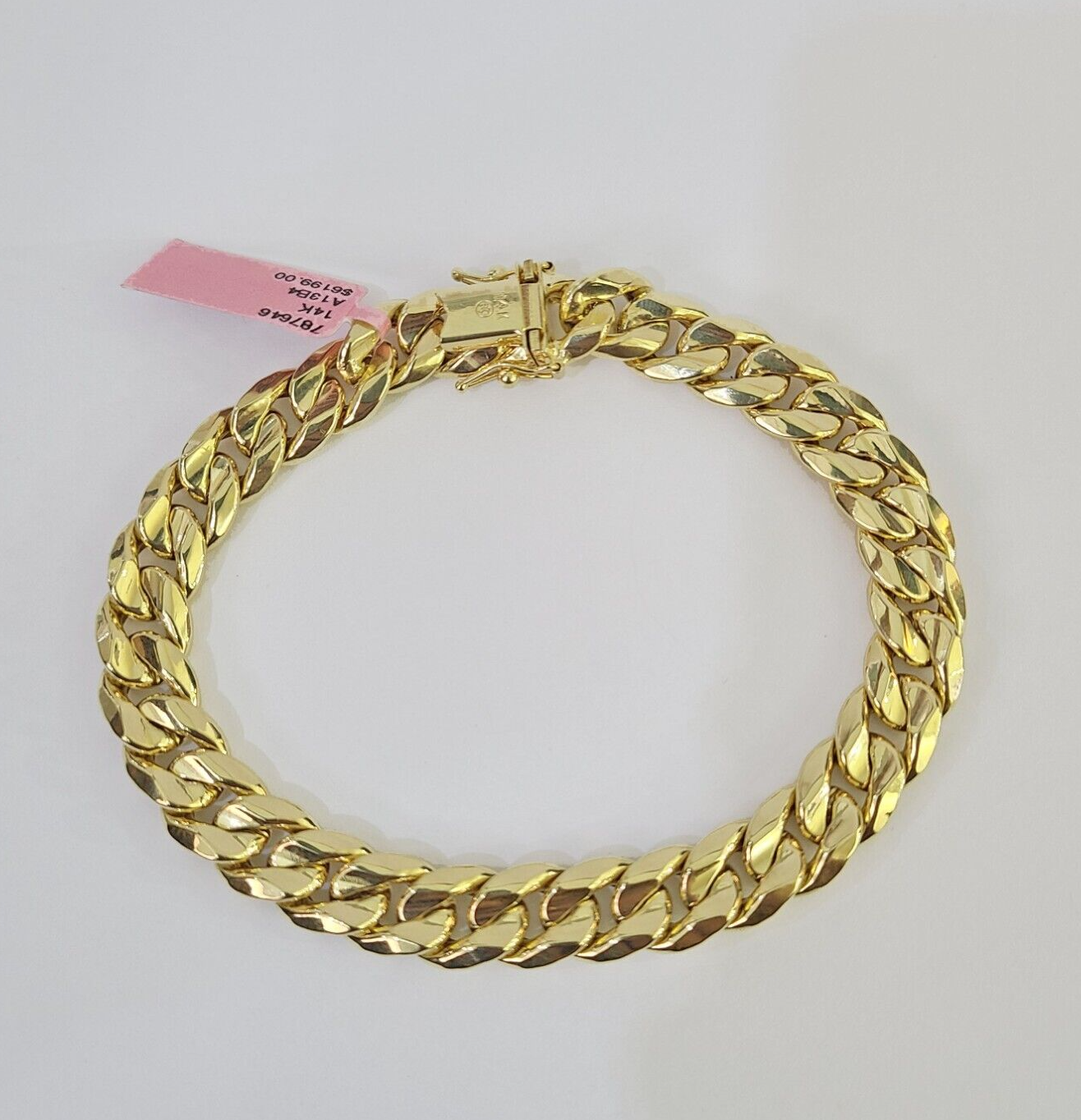 Real 14K Miami Cuban Bracelet Yellow Gold Box Clasp 8.5" Inch 10mm Link Hollow