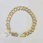 Real 10K Cuban Curb Link Bracelet Yellow Gold Diamond Cut 8mm 7" Inch