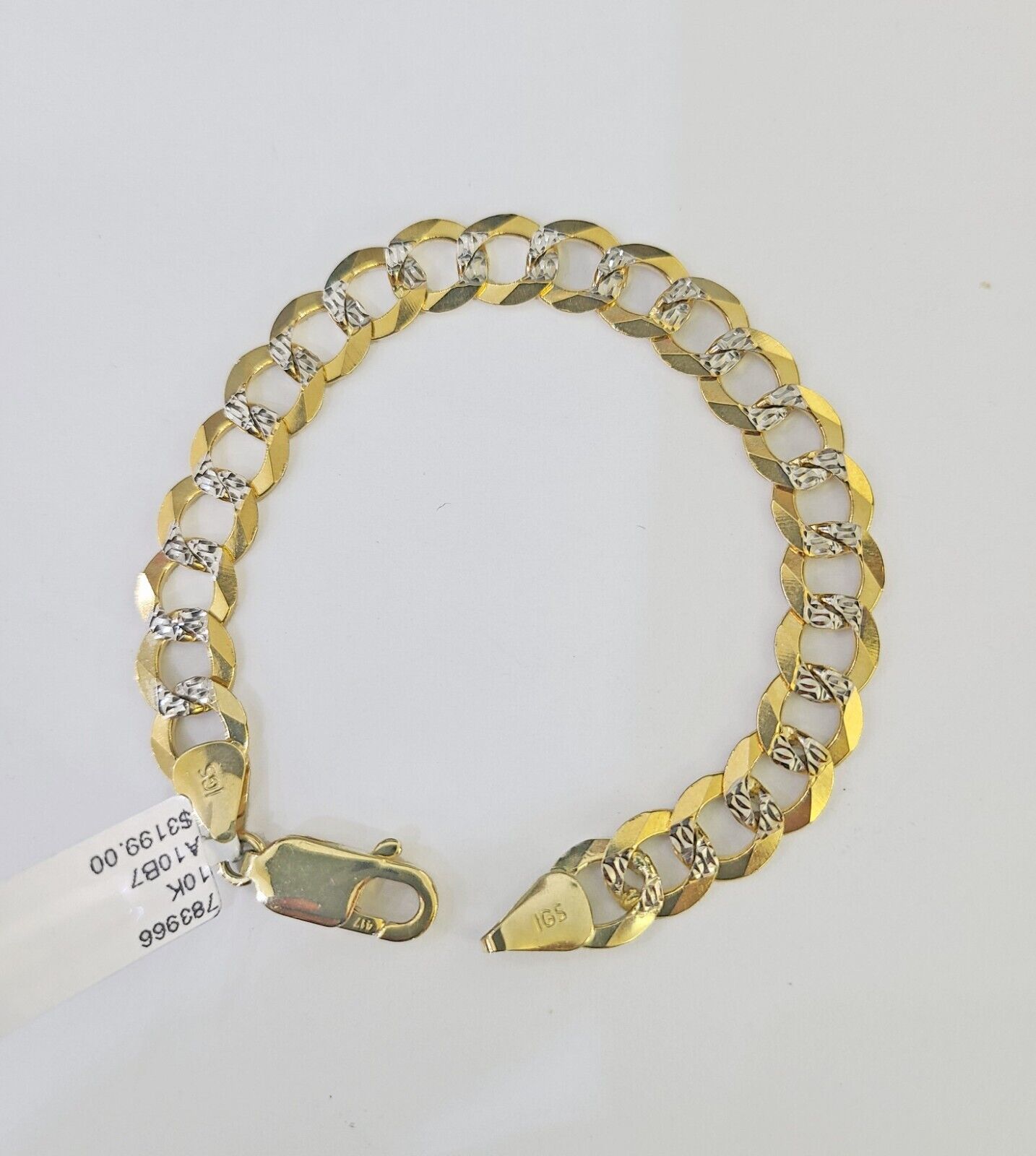 Real 10K Cuban Curb Link Bracelet Yellow Gold Diamond Cut 8mm 7" Inch