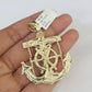 10K Franco Chain Jesus Anchor Pendant Charm Necklace 20"-26" 2.5mm Yellow Gold