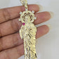 Real 10K Gold Saint Jude Charm Diamond Cut 10kt yellow Gold Pendent 3"