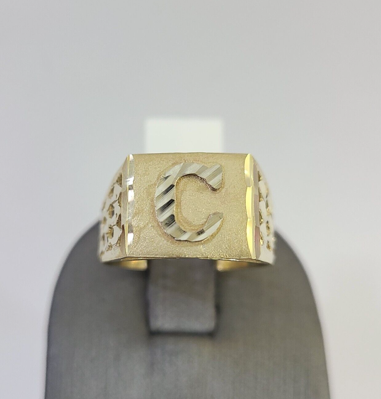 Real 10k Initial C Casual Ring Alphabet Yellow Gold 10kt Genuine