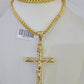 10K Gold Franco Chain INRI Cross Charm Length 18-26 inches 3mm REAL Yellow