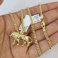 10K Gold Miami Cuban Chain Roaring Lion 18"-28" 3mm REAL Pendant Necklace SET