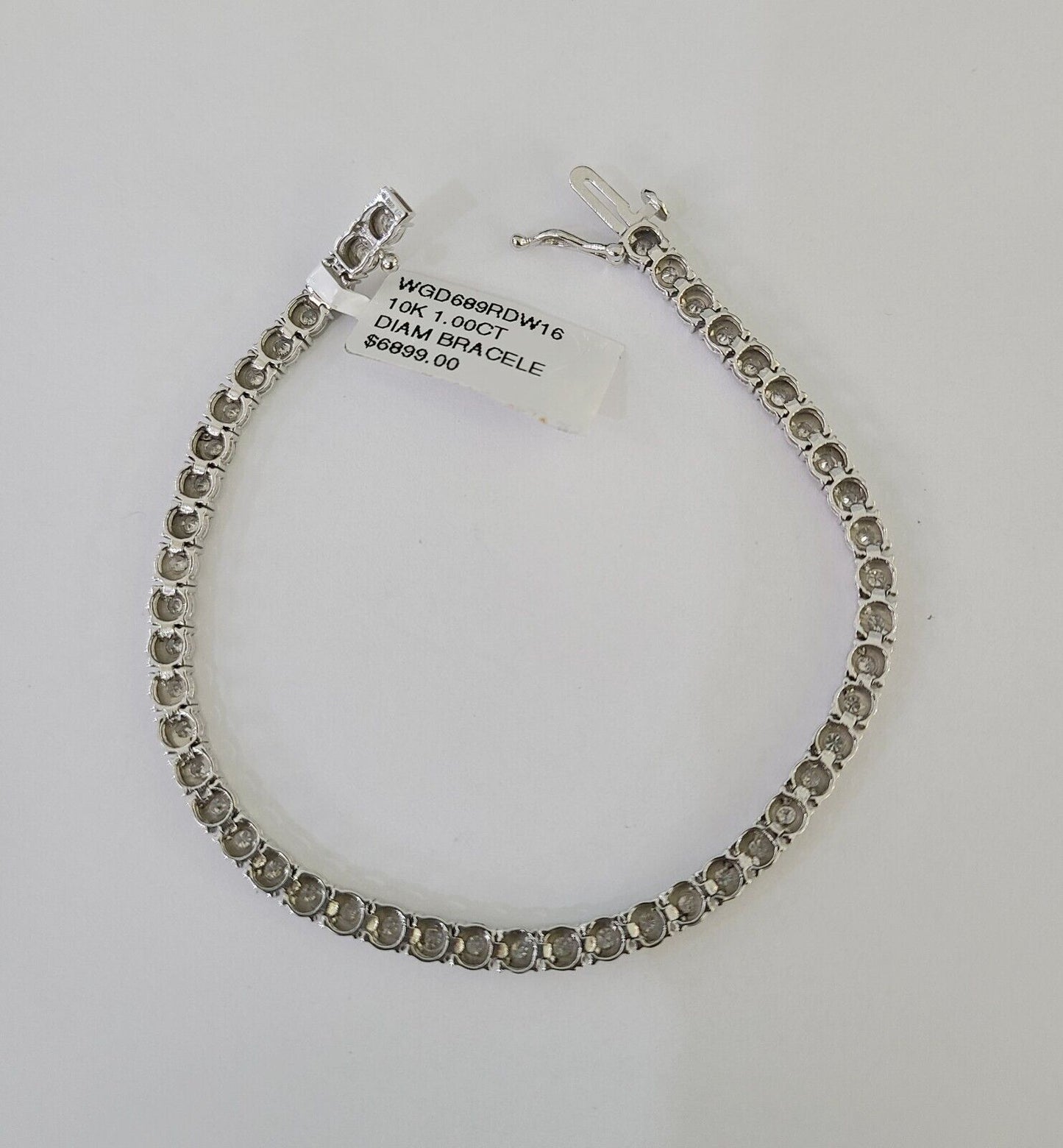 10K White Gold Diamond Bracelet Women Ladies 7" REAL Genuine Gold