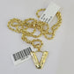 10k Gold Initial V Charm Rope Chain 16"-26" 2.5mm SET Necklace Alphabet Pendant