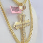 14K Franco Chain Jesus Cross Pendant Charm Necklace 20"-26" 4mm Gold Yellow