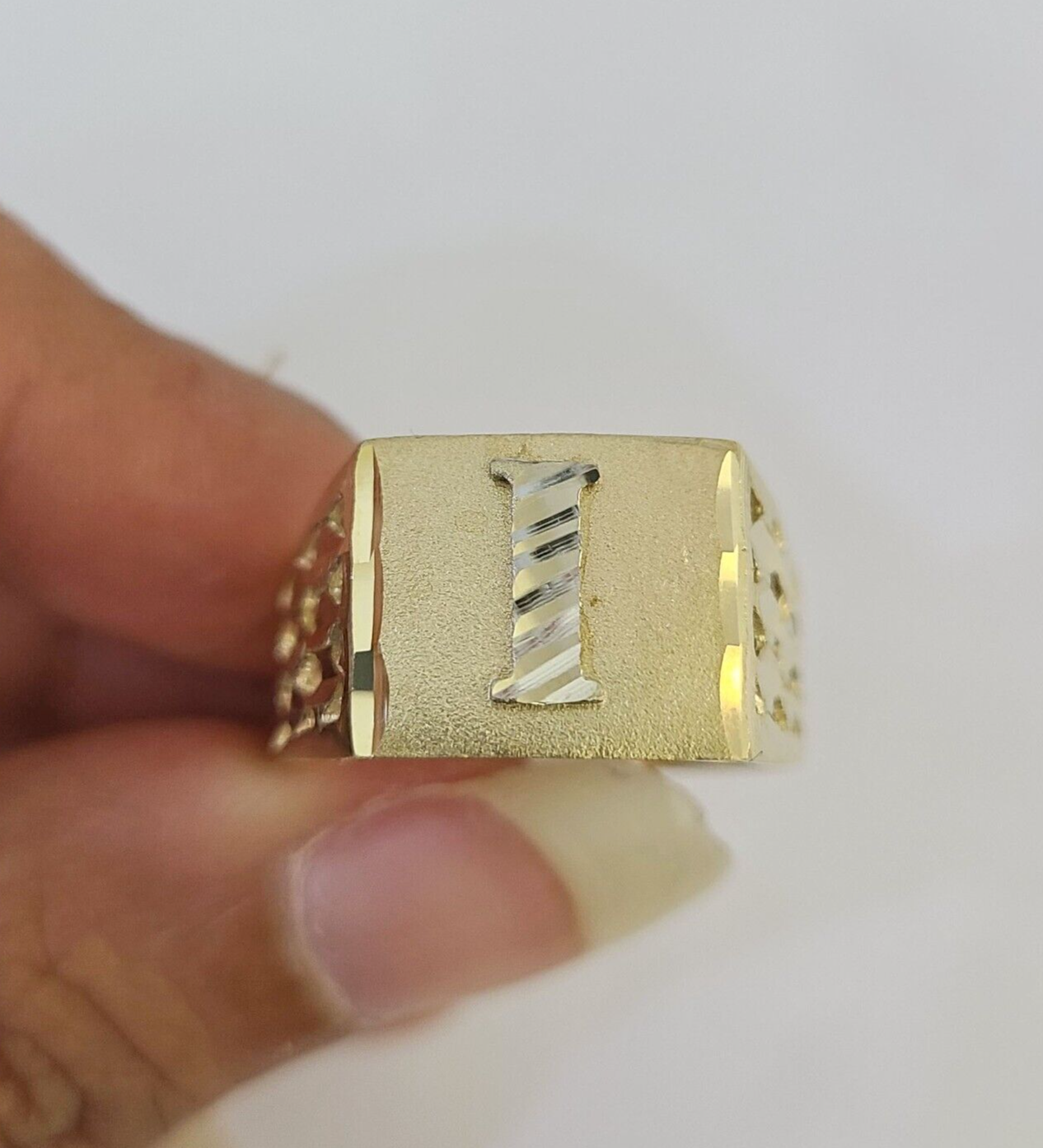 Real 10k Initial I Casual Ring Alphabet Yellow Gold 10kt Genuine