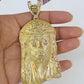 Real 14k Solid Chain Jesus Head Charm Set Miami Cuban Link 6mm Necklace Pendant