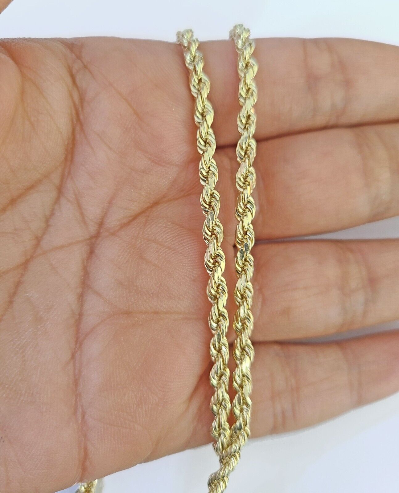 Gold 10K Rope Chain 3mm Length 18" 20" 22" 24" 26" 28" 30" & Cross Charm