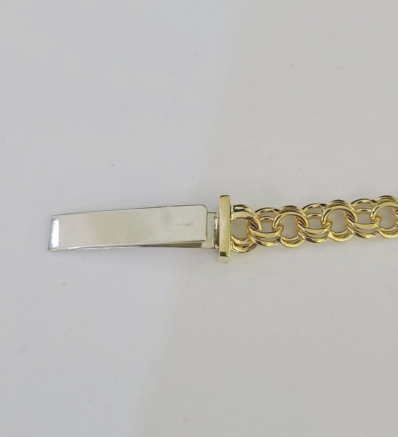 10k Chino ID Bracelet Yellow Gold Box Lock Real 10kt 6.25"