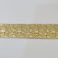 14K REAL Nugget Bracelet Yellow Gold 8.5"Inch 17mm Men Hand Gold 14kt