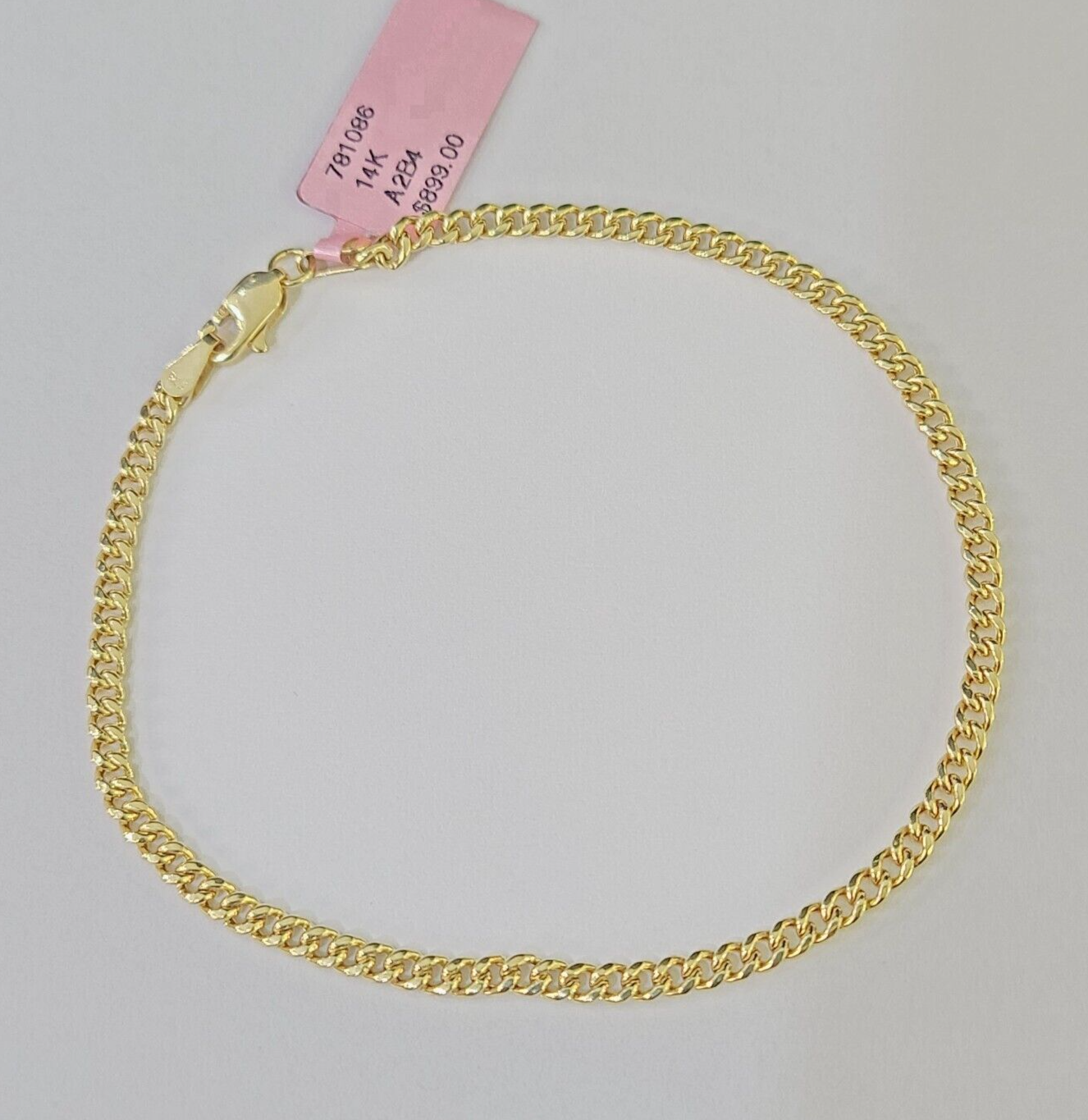 14K Yellow Gold Miami Cuban Bracelet 8" Inch 3mm Box Clasp Real Genuine