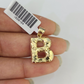 10k Yellow Gold Initials Charm Pendant A-Z Nugget Alphabets Men Women Real