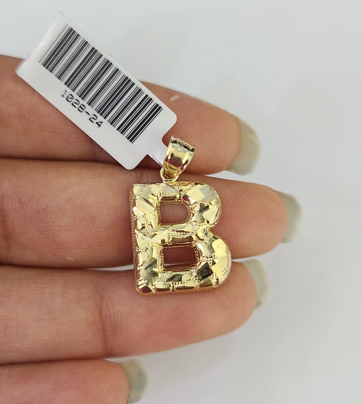 10k Yellow Gold Initials Charm Pendant A-Z Nugget Alphabets Men Women Real