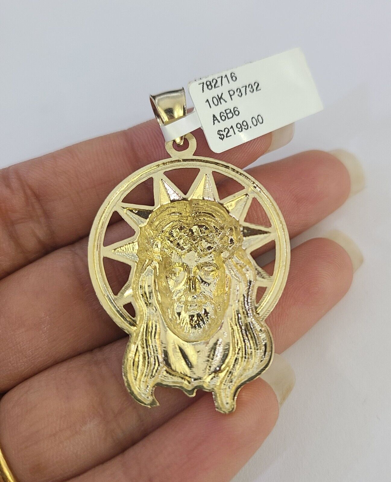 10k Solid Rope Chain Jesus Head Charm Set 4mm 18"-30" Necklace Gold Pendant