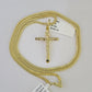 10K Franco Chain INRI Jesus Cross Pendant Charm Necklace 16"-24" 2mm Gold SET