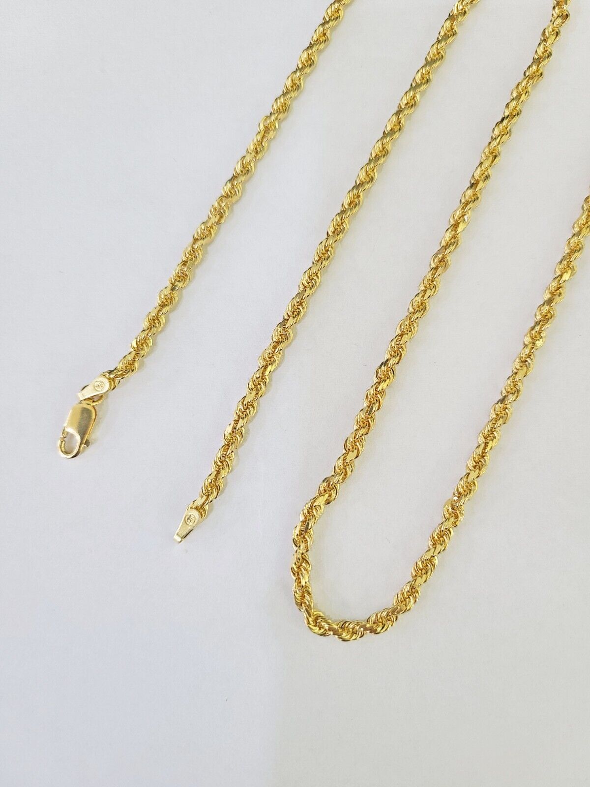 18k Real Solid Rope Chain Yellow Gold 3mm 18" Inch Genuine 18kt Necklace