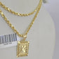 10k Gold Initial K Charm Rope Chain 16"-26" 2.5mm SET Necklace Alphabet Pendant