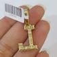 10k Rope Chain L Diamond Initial Charm Necklace Pendant Set 2mm 18"-24" Gold