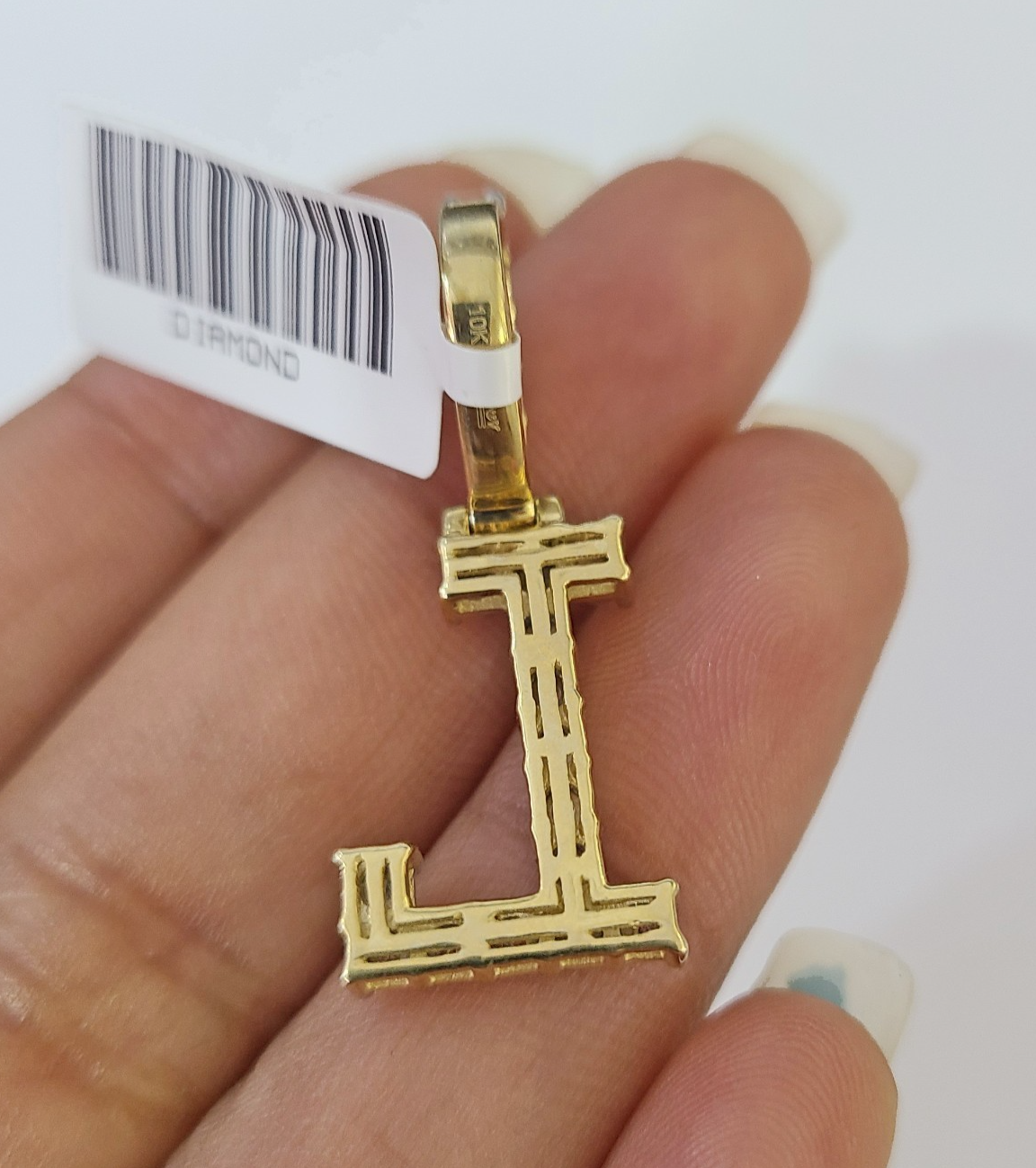 10k Rope Chain L Diamond Initial Charm Necklace Pendant Set 2mm 18"-24" Gold