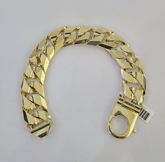 Real 10k Miami Cuban Link Bracelet Solid Gold 20mm 9.5" Lobster Lock Yellow