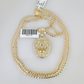 10k Gold Solid Cuban Curb Chain Roaring Lion Pendant Set 3mm 18"-26" Necklace