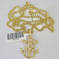 10K Gold Miami Cuban Chain Jesus Anchor Charm 18"-28" 3mm REAL Pendant Necklace