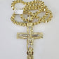 10k Gold Byzantine Necklace Jesus Cross Charm Pendant 20"-30" 8mm REAL SET Chain