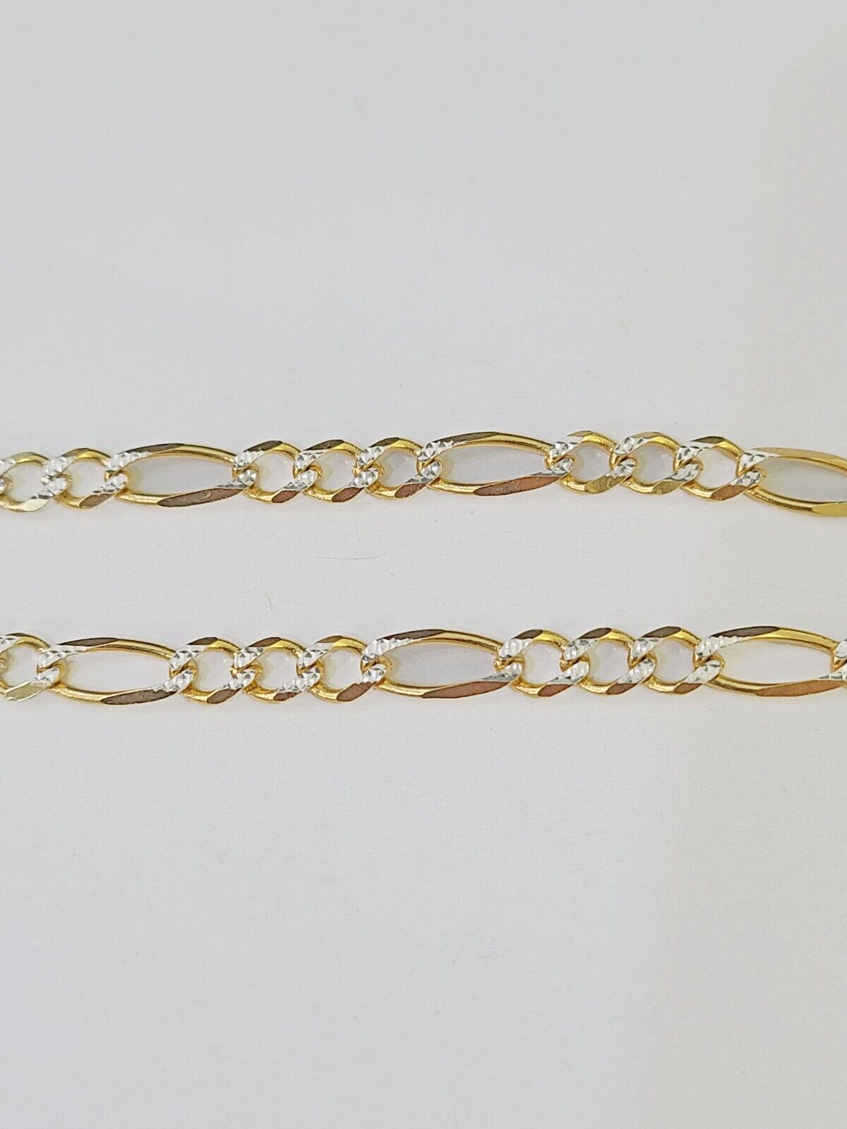 Real 10k Yellow Gold Figaro link Bracelet 5mm 8" Inch Men women Diamond Cut