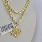 10k Milano Rope Chain Texas Nugget Charm Necklace SET 3mm 18" 20" 22" 24 Pendant