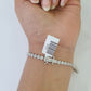 10K White Gold Diamond Bracelet Flower Women Ladies 7" REAL Genuine Gold