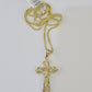 10K Gold Franco Chain INRI Cross Charm SET Length 16-20 inches 1mm Ladies Women