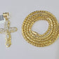 Gold 10K Palm Chain 3mm Length 18" 20" 22" 24" 26" 28" 30" & Cross Charm