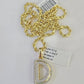 10k 3mm Rope Solid Chain D Diamond Pendant Alphabet 18"-28" Gold Charm Necklace