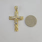 Real 10k Gold Jesus Cross Pendant Charm Crucifix 2 Inch 10kt Yellow Gold For Men