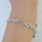 Real 10K Rope Bracelet White Gold Solid 5mm 8.5Inch Lobster Lock Unisex  Genuine