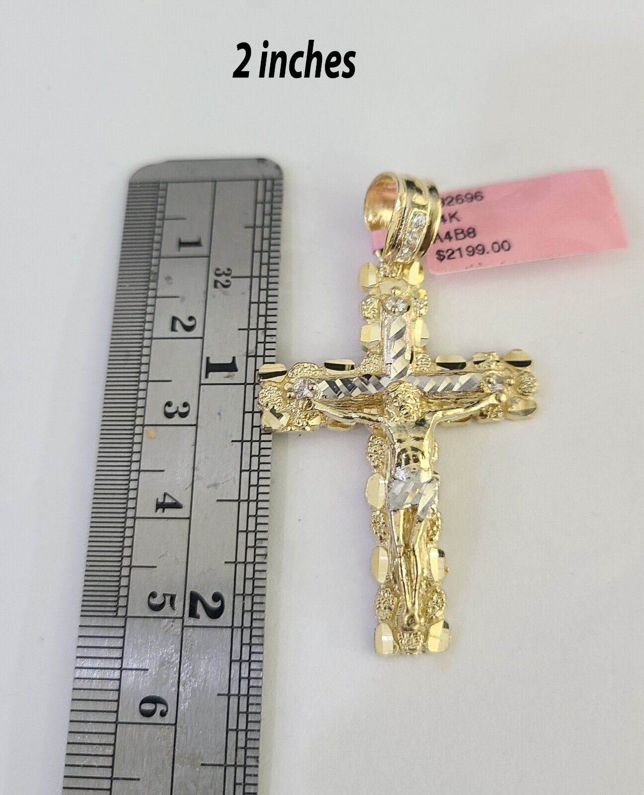 14k Jesus Cross Charm Pendant Yellow Gold Men Women 4" 3" 2" 1.5-2"