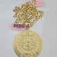 14k Gold Chain Mayan Calendar Charm Solid Cuban Curb 5mm 20"-28" SET Necklace