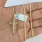 10K Franco Chain INRI Jesus Cross Pendant Charm Necklace 16"-24" 2mm Gold SET