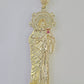 Real 10K Gold Saint Jude Charm Diamond Cut 10kt yellow Gold Pendent 3.5"