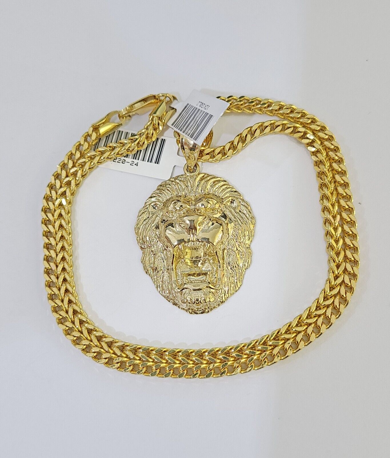 10K Gold Franco Chain Lion Charm Length 18-26 inches 3mm REAL Yellow