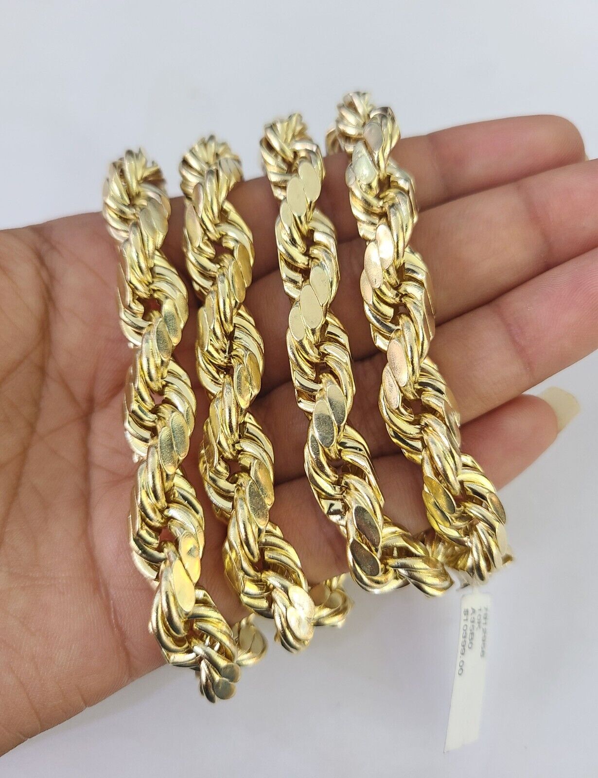 10K Yellow Gold Rope Chain Mens Necklace 10mm 18" 22" 24" 26" 28" 30" Inch