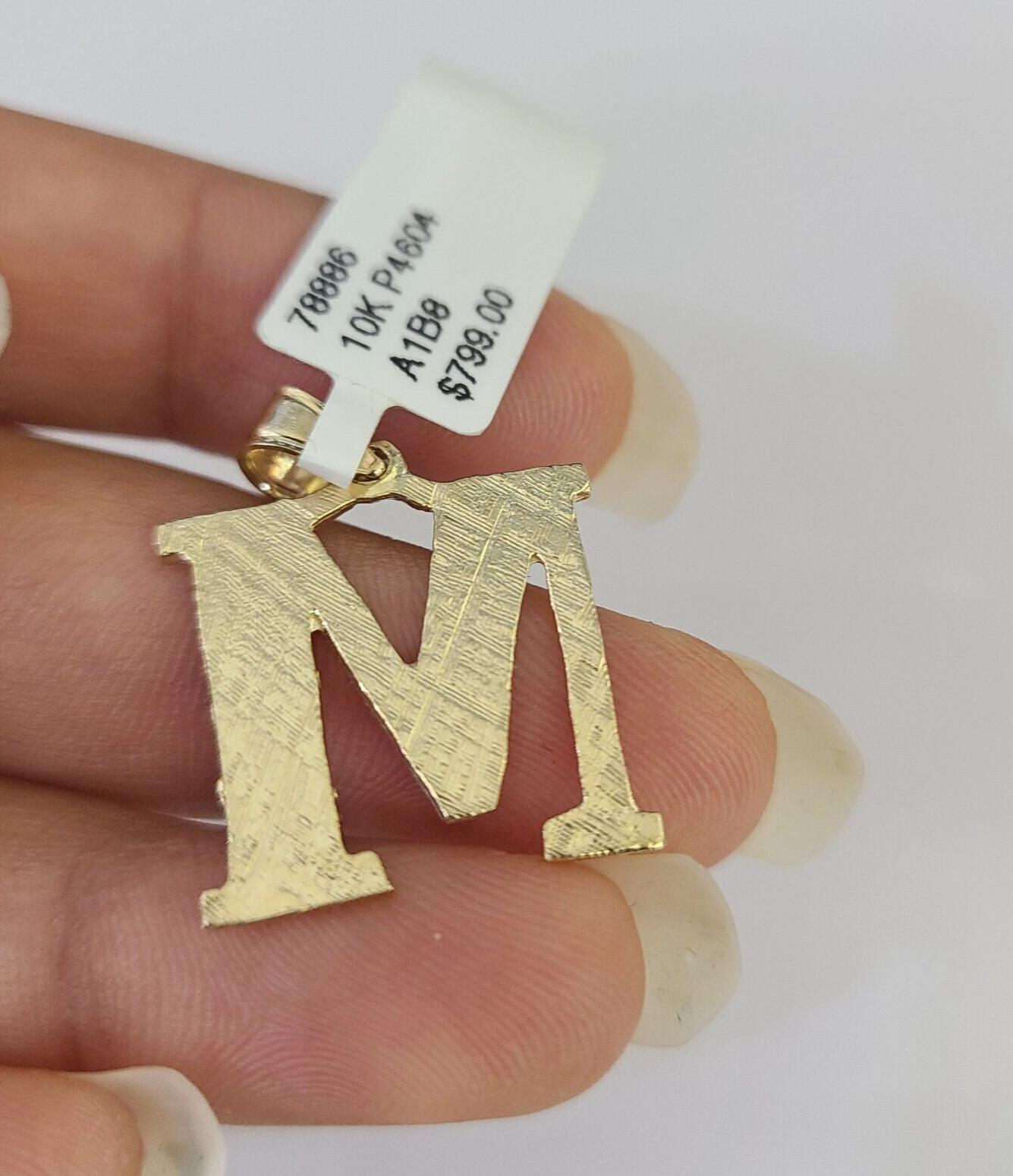 10k Gold Initial M Charm Rope Chain 16"-26" 2.5mm SET Necklace Alphabet Pendant