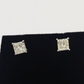 14k White gold Square Earrings Diamond screw-back Lab Created Women Men Studs