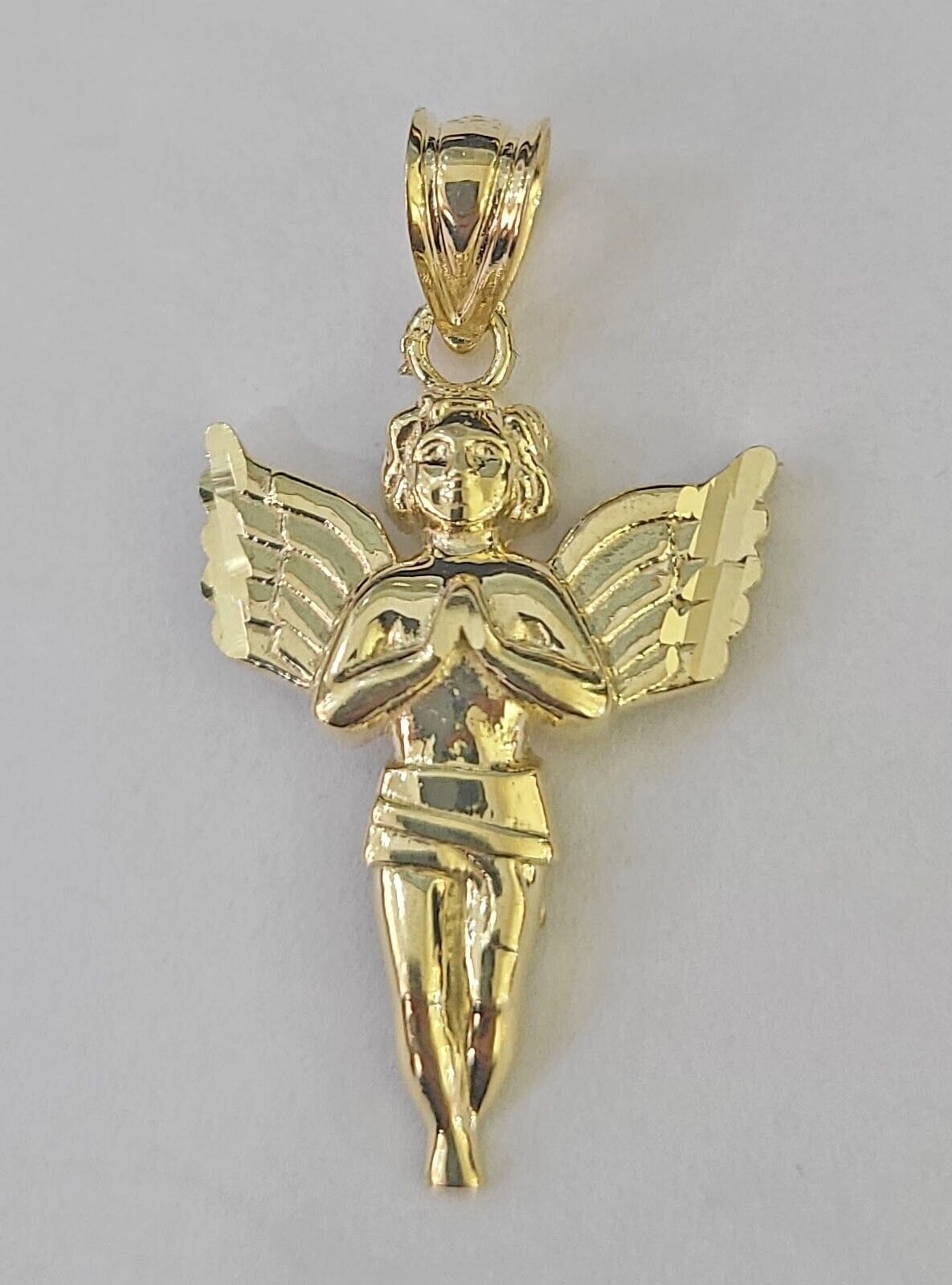 10K Real Praying Hands Charm Pendant Yellow Gold Genuine